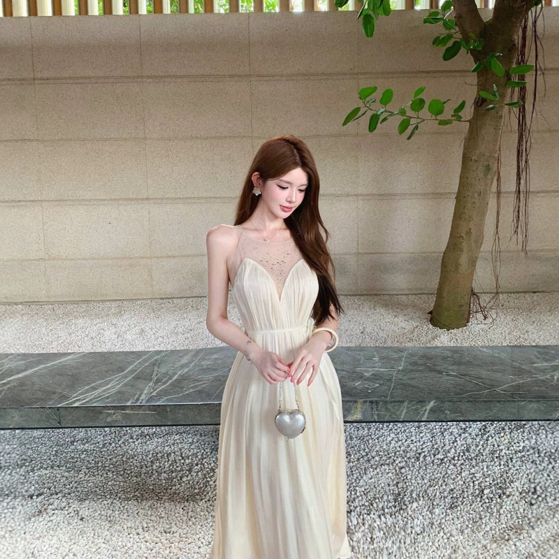 2026 Summer New Vacation Style Fashion Dress for Women, Flowing Chiffon Long Gauze Dress, Elegant Tea Break Dress