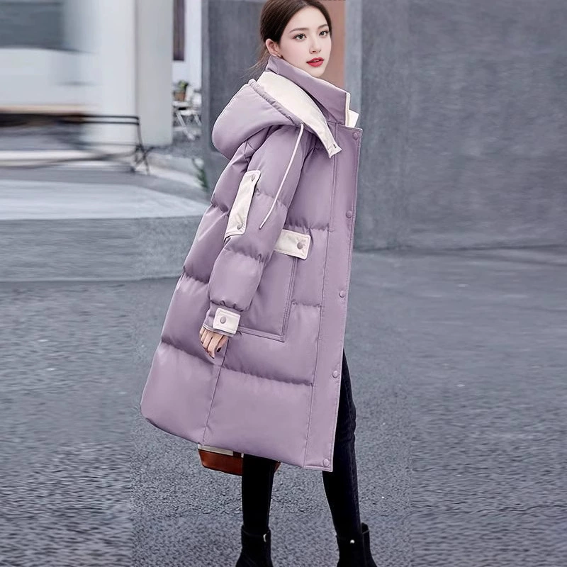 Down‑filled mid‑length jacket, women's 2024 model, extra‑thick, hooded
