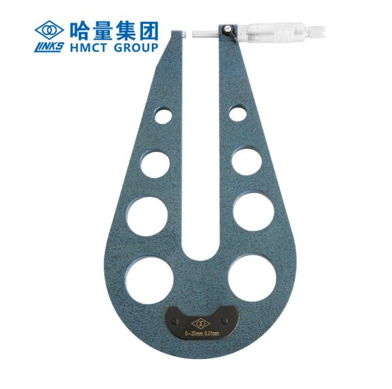 哈量板厚千分尺0-25/0.01mm板材厚度测量仪150/200mm深弓架千分尺