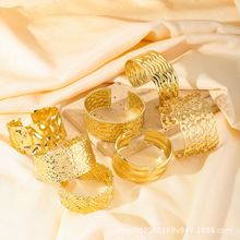 欧美跨境不锈钢手镯女轻奢小众简约电镀高级感不掉色开口可调节