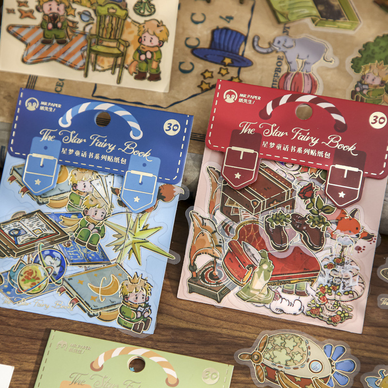 Mr. Paper Cute Rose Theme Sticker Pack Star Dream Fairy Tale Book Series Handbook Material DIY Sticker Pack