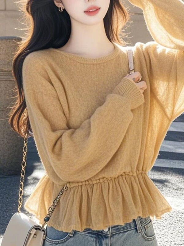 Fairy Pullover Versatile Loose Long-Sleeve Knit Sweater for Women, 2026 Spring Korean Design Sweet and Gentle Top