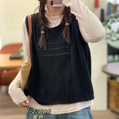 新品休闲薄款宽松百搭马夹圆领针织棉马甲上衣女