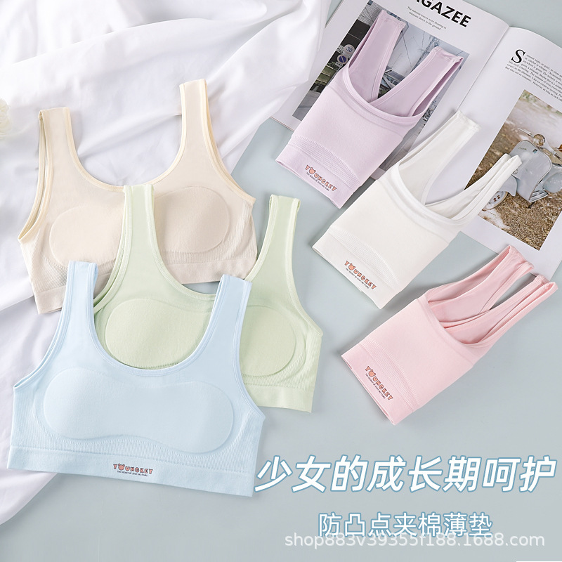 Children's developmental period, primary school girls, girls' underwear, 9-12 growth period, chest-wrapped fixed cup, one-stage small vest