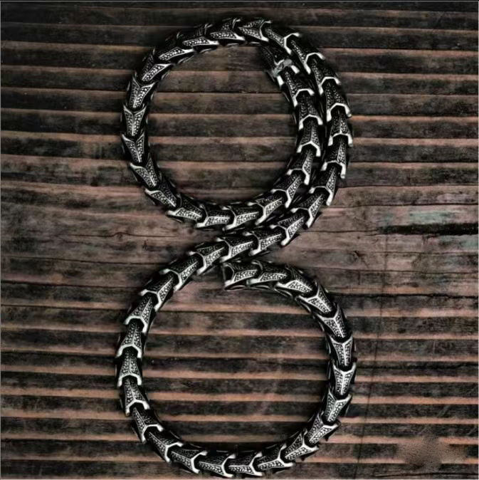 Herren Drachenknochen Kette Aus 316l Edelstahl Modeschmuck_voghion.com
