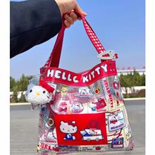 日本hello kitty pvc大容量单肩包防水购物袋学生印花手提包女包