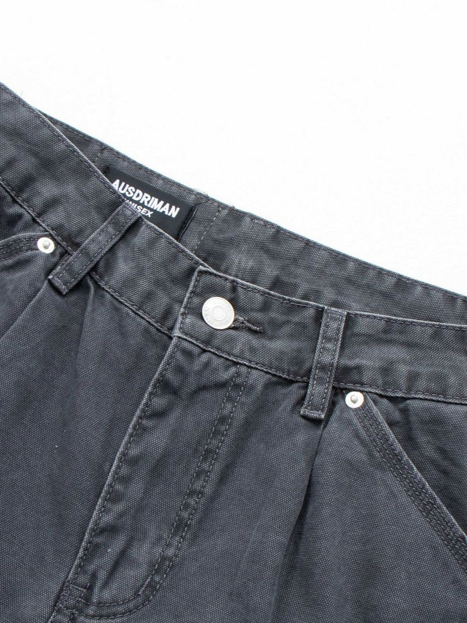 In-Stock Shipment 2025 Vintage Gray-Toned Workwear Wide-Leg Pants with Large Pocket Design, Loose-Fitting Jogger Casual Pants 2