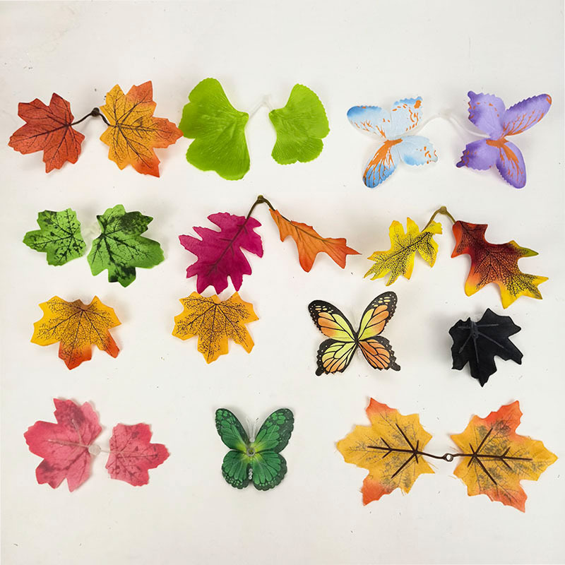 仿真枫叶亚马逊爆款枫叶LED灯枫叶5毫米插孔各种假树叶源头厂家