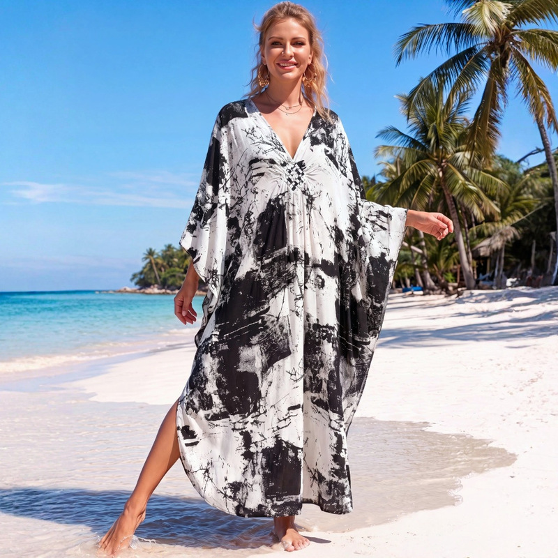 Rayon kaftan beach sun protection clothing bikini cover-up