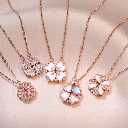 Four-leaf clover necklace for women, multi-wear love deformation, niche design, chic temperament, four-leaf clover fashion jewelry wholesale