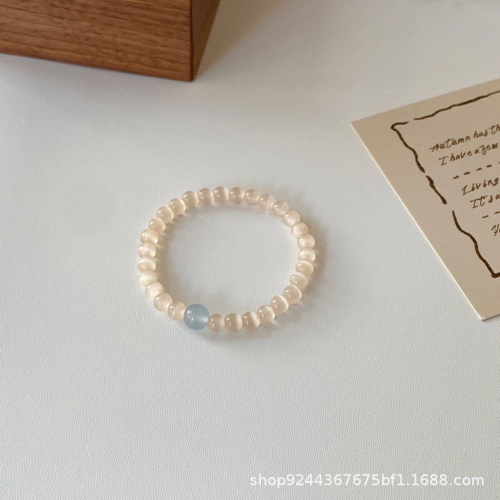 椰椰奶冻原创猫眼石复古小众手串设计串珠冰种高级百搭中式手链