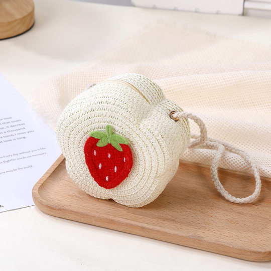 Seaside Beach Straw Bag Children's Woven Bag Women's Cute Flower Mini Crossbody Bag Summer Vacation Straw Bag