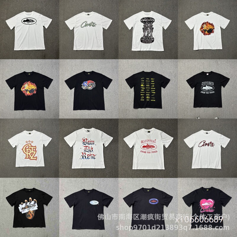 Corteiz American Trendy Brand Cruise Ship Printed Short-Sleeved T-Shirt for Men and Women Street Trendy Loose Couple Round Neck Casual Summer