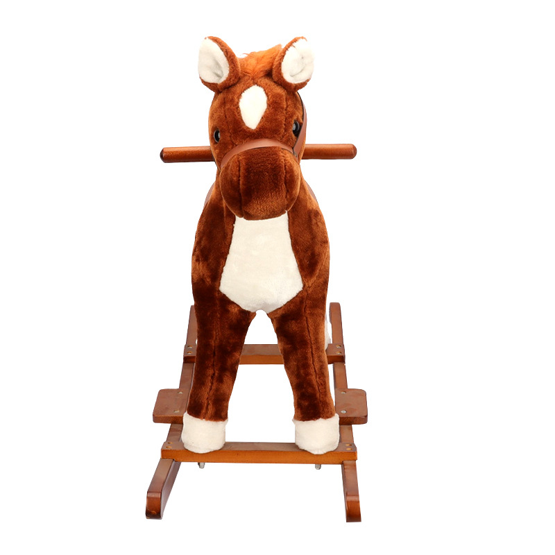 Caballo Mecedora de Peluche, Madera, Calmante, para Bebés y Niños