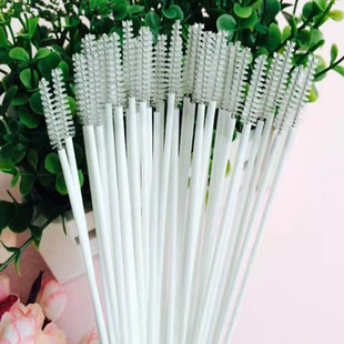 170mm in stock OPP bag silicone glass straw brush baby bottle brush lotus root hole stainless steel cleaning brush