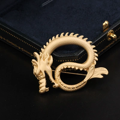 Elegant Pin Personality — Yaxa sancaqları - middle-dragon-brooch-dumb-gold