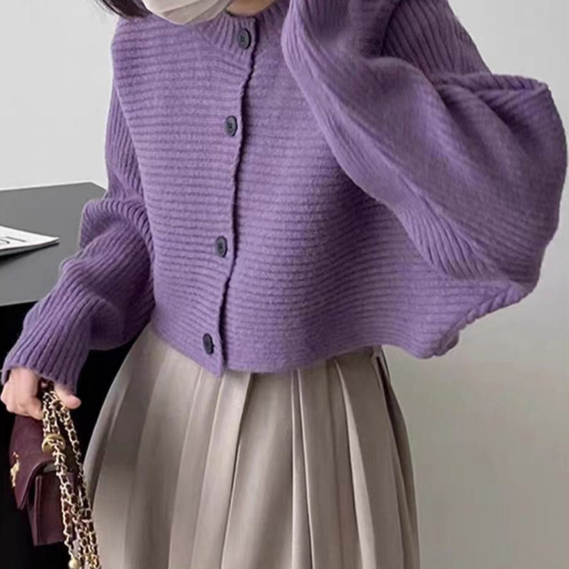 2025 Cardigan de punto de mujer nueva ropa de estilo perezoso cuello redondo manga de murciélago suelta multifacé cautiverio invierno chaqueta mujer