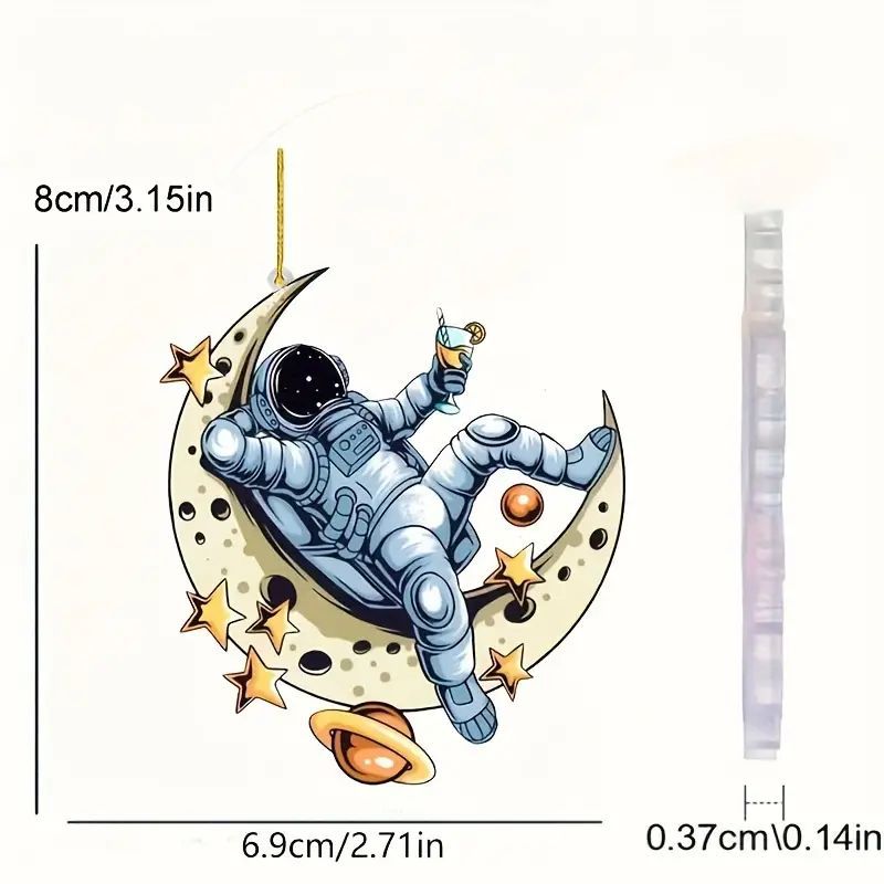 Nuevo colgante de astronauta lunar transfronterizo acrílico plano para el espejo retrovisor interior del automóvil decoración colgante de llavero