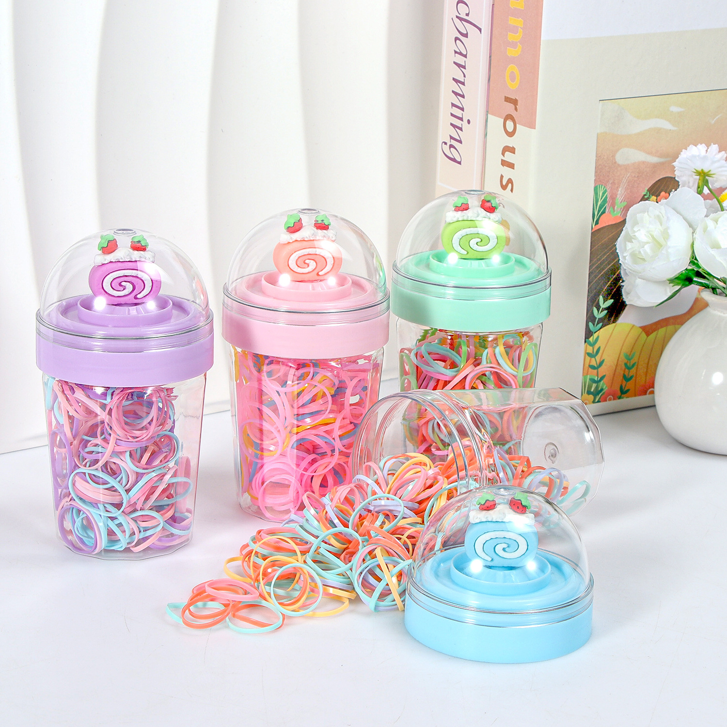 Banda de goma negra para niños, alto valor elástico, duradero, lazo para el cabello, no daña el cabello, anillo para el cabello de goma, accesorios para la cuerda para la cabeza, puesto