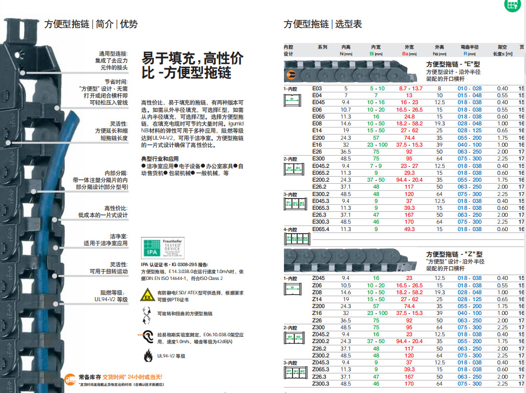 易格斯 IGUS 方便性拖链E26/Z26/E45/Z45系列   高性价比 可
