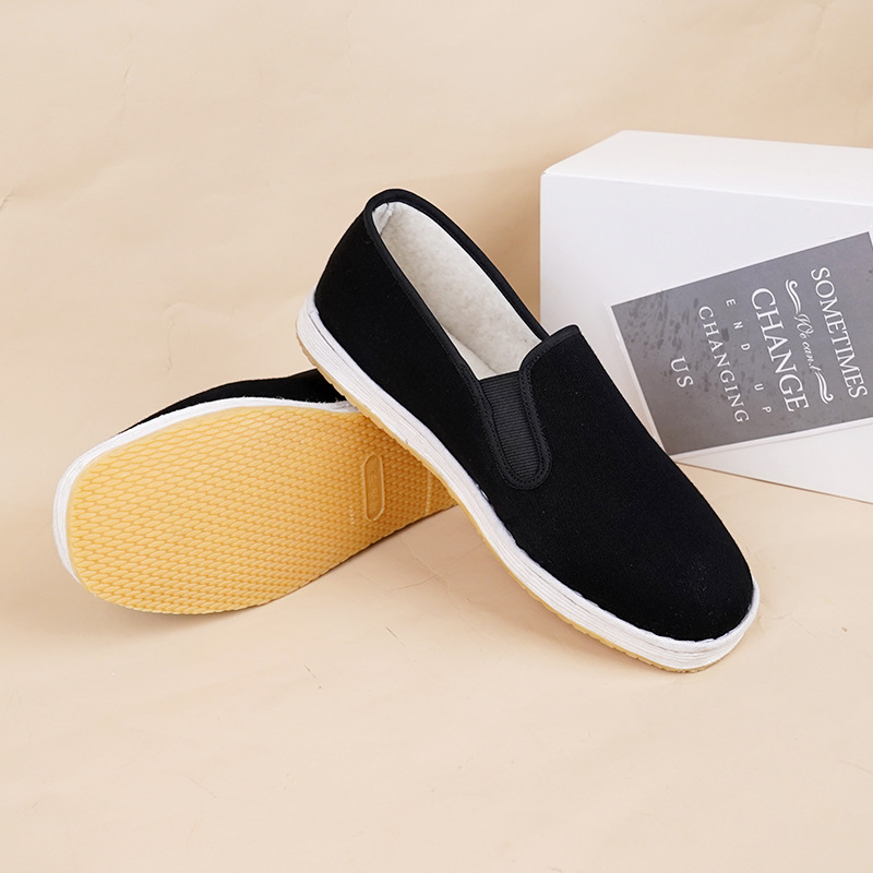 Men's Thousand-Layer Sole Fabric Shoes, Solid Color Work Shoes, Comfortable and Breathable Casual Shoes, Fully Lined with Microfiber, Breathable and Comfortable for Men