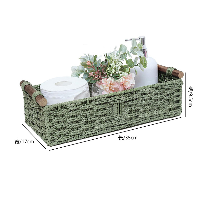 Cesta de almacenamiento de escritorio transfronteriza con mango de almacenamiento de ratán caja de almacenamiento de tela juguete merienda cesta de almacenamiento