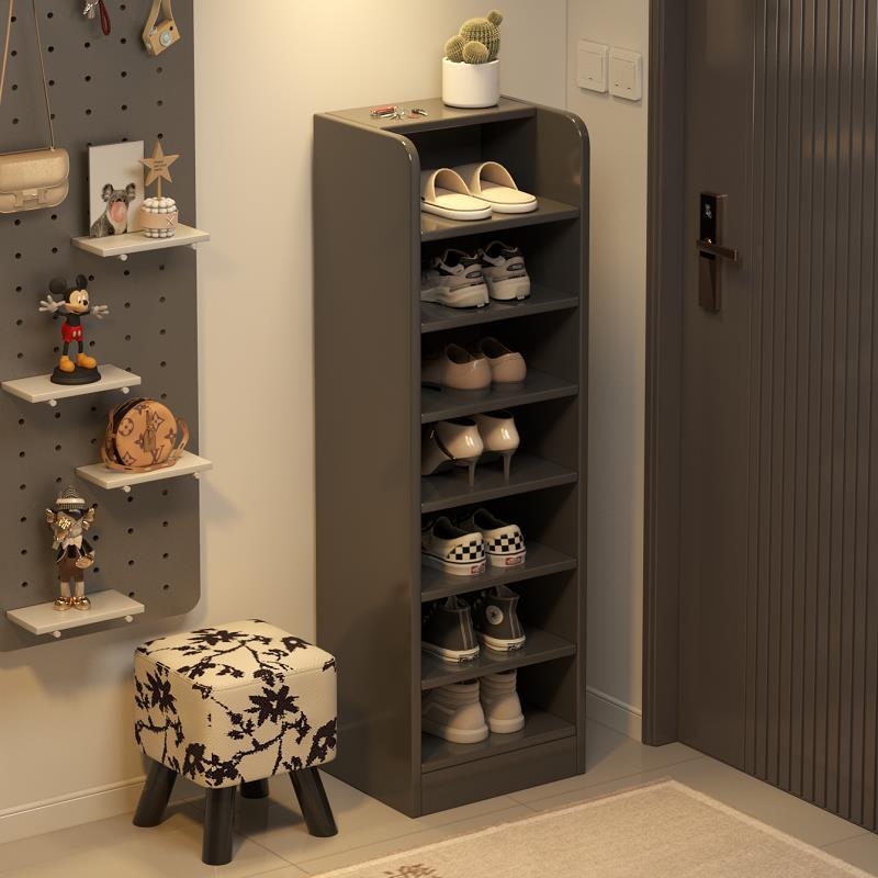 puerta de entrada de madera sólida estante de zapatos puerta doméstica pequeño estante interior estrecho multicapa dormitorio simple pasillo pasillo gabinete de zapatos