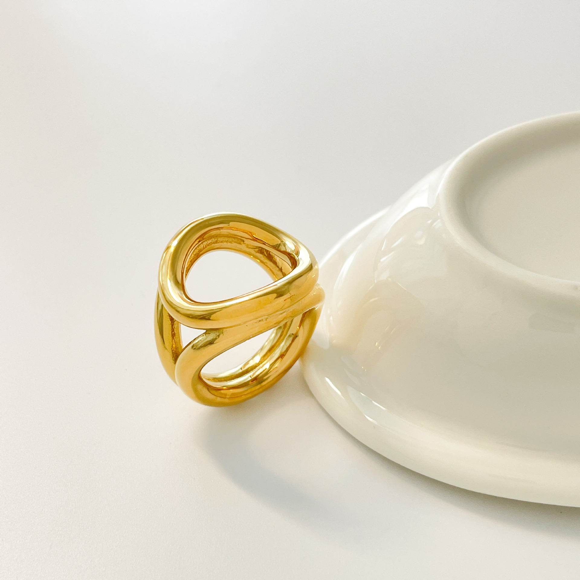 Joyería Al Por Mayor Estilo Simple Estilo Clásico Geométrico Acero Titanio Enchapado Anillos display picture 6