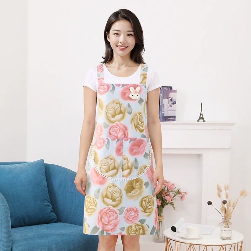Дышащий и прохладный летний фартук с большими карманами, модный домашний кухонный фартук, устойчивый к пятнам, доступен для оптовой продажи.