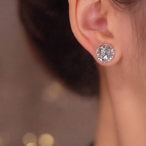 No piercing magnetic earrings ear clips  new trendy rhinestone niche high-end sense magnet ear bone clip earrings