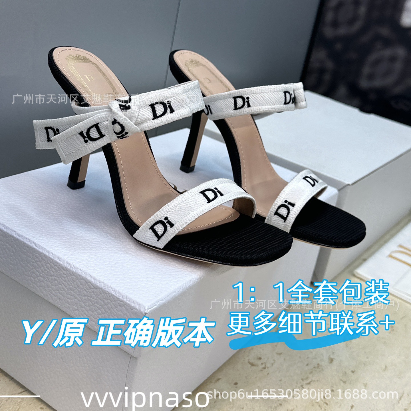 2026D Summer Lettered Ribbon Bow Sandals for Women, Square Toe, Thin Heel, Outdoor High-Heeled Slippers, Factory Wholesale