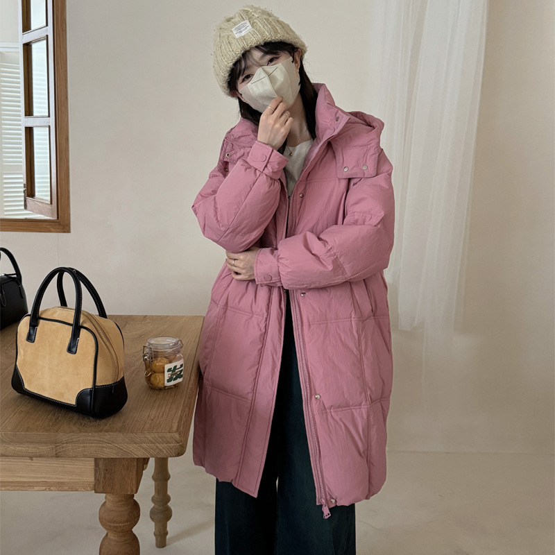 Capa de algodón de comercio exterior mediano largo 2025, nueva chaqueta de plumón coreana para mujeres suelta y gruesa chaqueta de algodón de invierno image 2