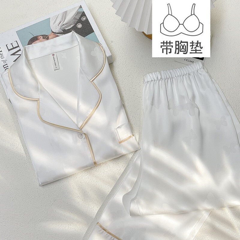 维多利亚真丝睡衣女长袖丝绸女款春秋薄款中青年感家居服套装|undefined