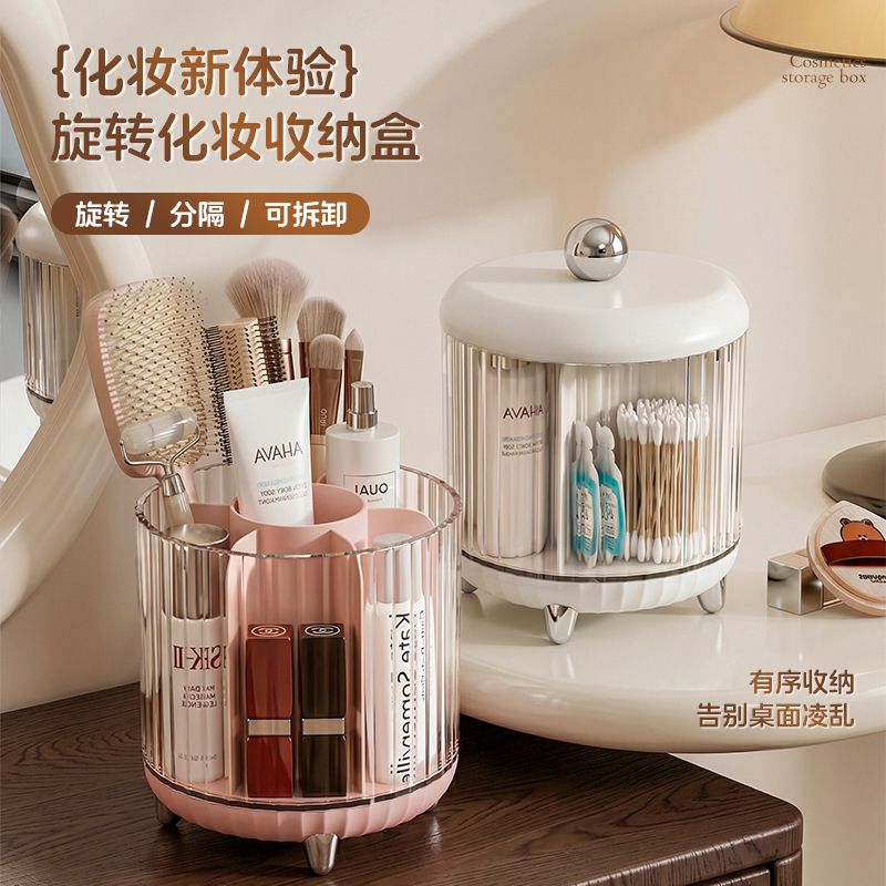 Makeup brush storage holder, large-capacity desktop lipstick and cosmetics organizer, transparent rotating eyebrow pencil holder, storage rack