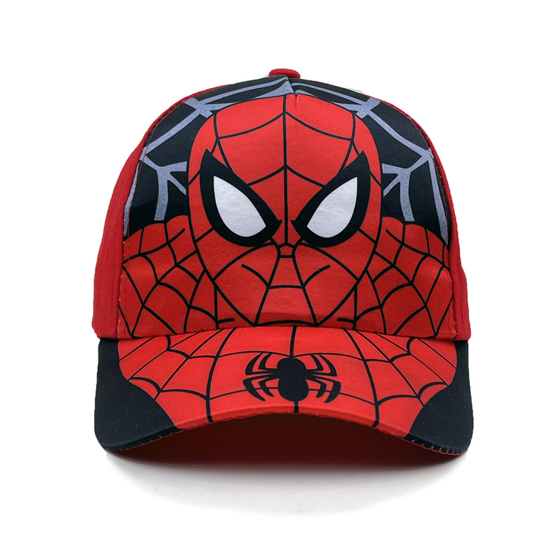 Cross-Border New Cartoon Spider Print Children's Baseball Cap with Wide Brim for Spring and Summer Cartoon Sunshade Hat