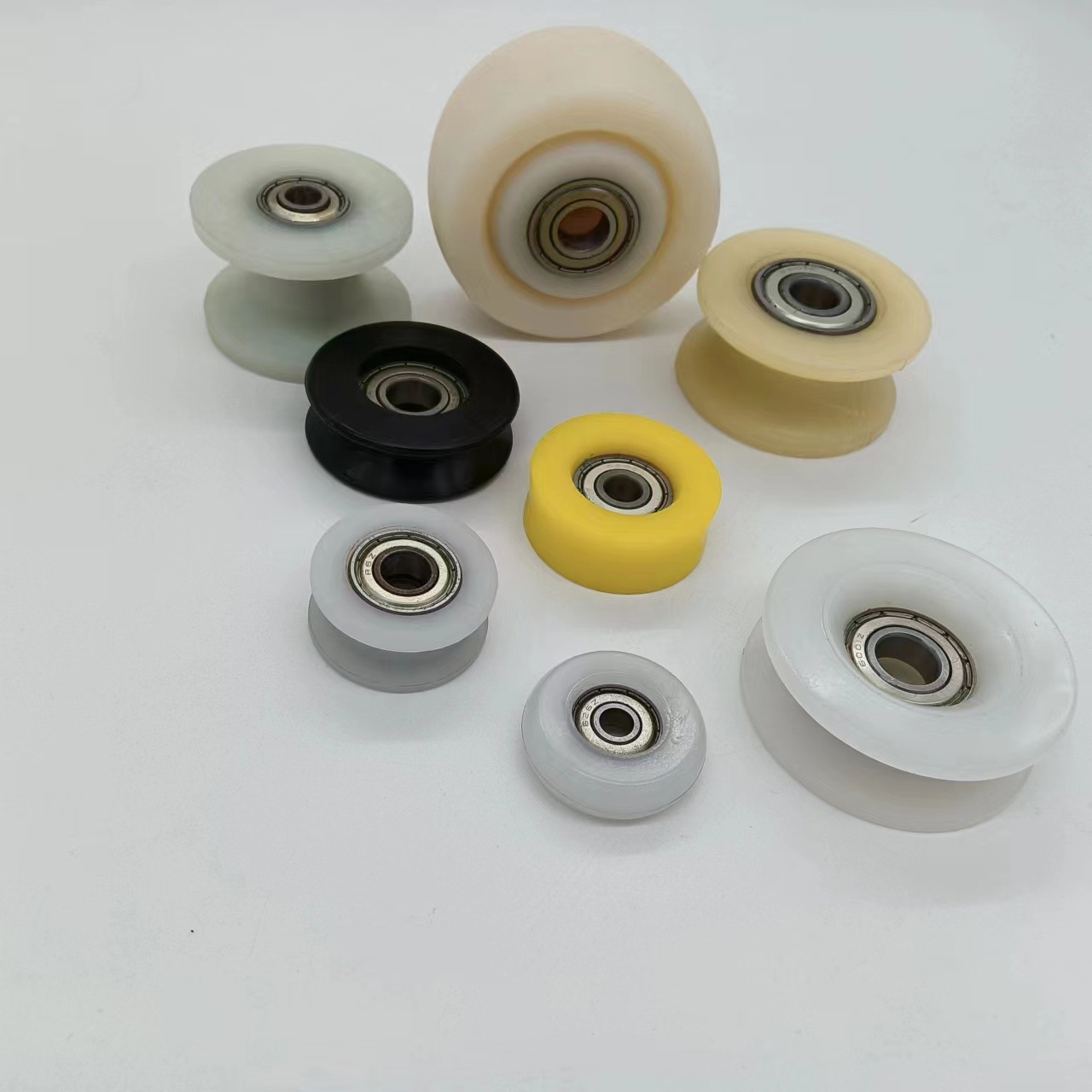 轨道轴承滑轮尼龙u型包胶槽轮放线塑料聚氨酯pu滚轮配件加工定制
