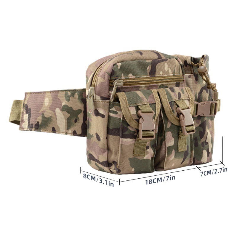 Venta al por mayor de lona de camuflaje pesca multifuncional Luya hervidor bolsa de agua sitio de construcción deportes al aire libre táctico bolso de la cintura de los hombres