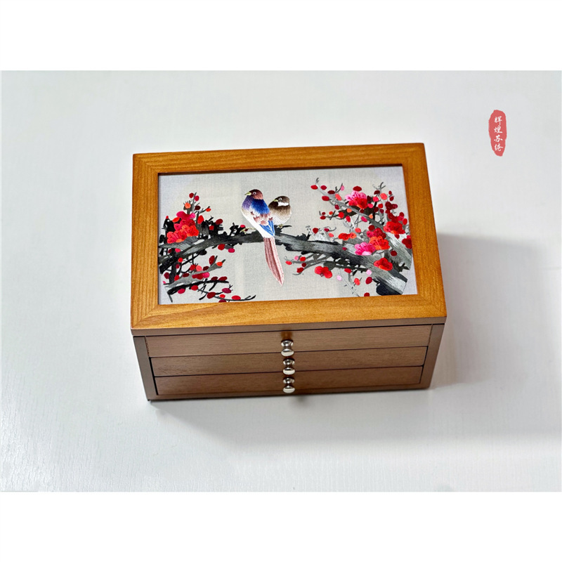 結婚プレゼントの首飾り箱手作り蘇刺繍両面刺繍木製三層ジュエリー収納箱洗練された誕生日に友人に贈る|undefined