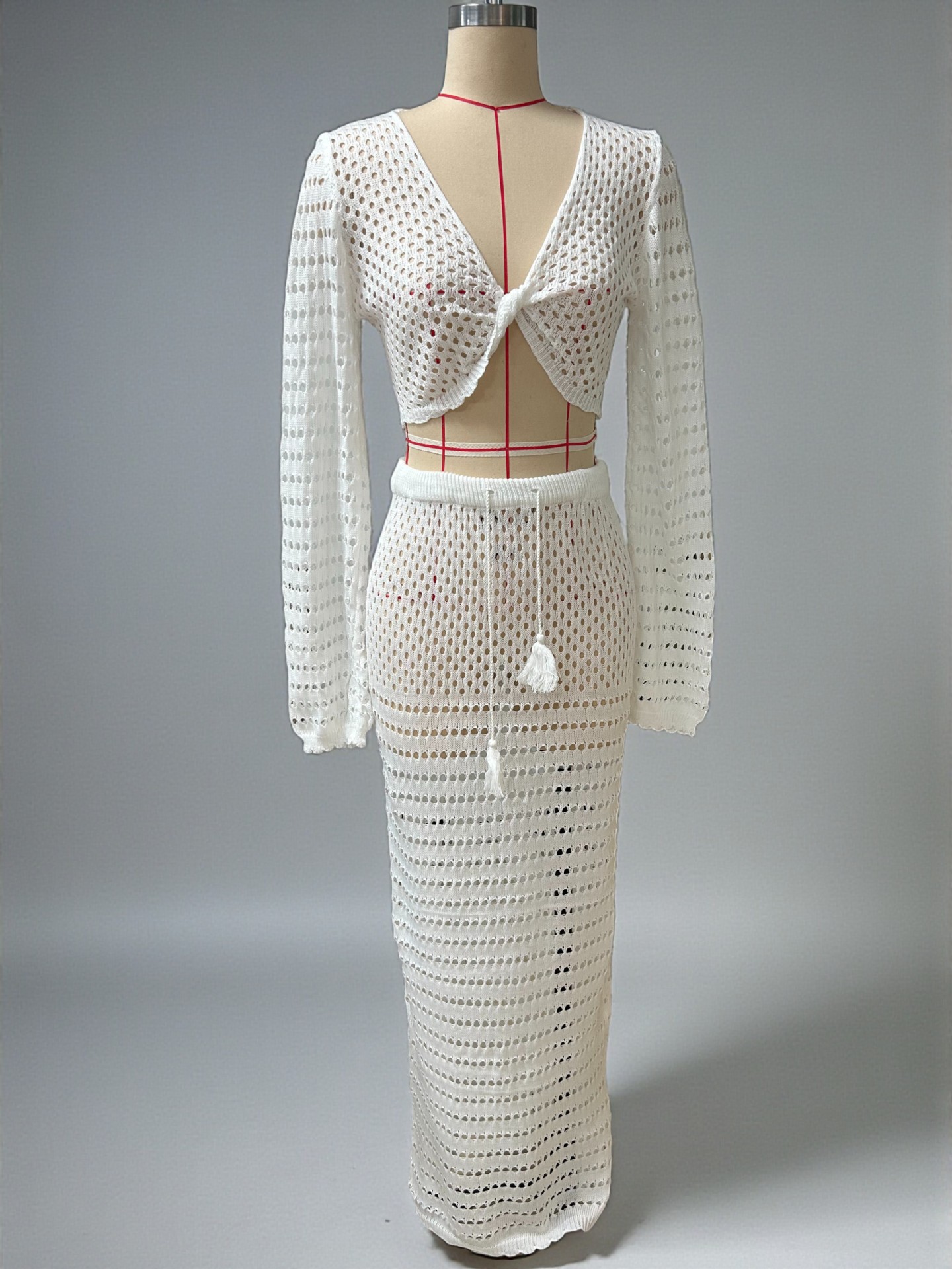 Seaside Resort Skirt 2026 Summer Knitted Top + Beach Skirt Set Two-Piece_ecoleips.com