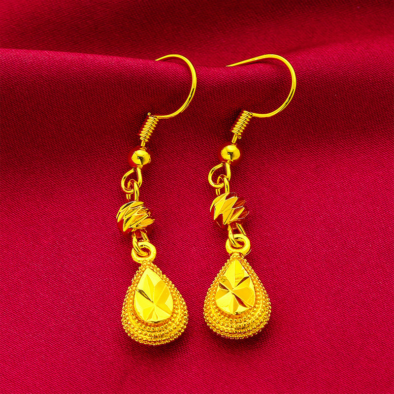 Vietnamese Sand Gold Women's Fashion Sand Gold Tassel Drop Earrings Ear Hooks Wholesale Fashion Cross-Border Jewelry Drop Earrings