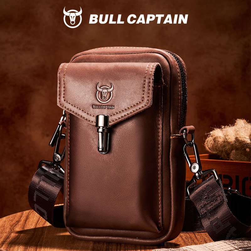 Captain Cow Leather Goods Vintage Crazy Horse Leather Phone Waist Bag for Men Genuine Leather Crossbody Waist Bag Small Hanging Bag Captain Cow Leather Goods Vintage Crazy Horse Leather Phone Waist Bag for Men Genuine Leather Crossbody Waist Bag Small Hanging Bag