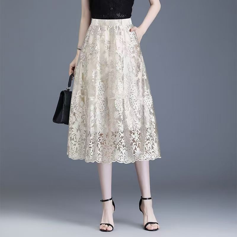 Lace summer pleated skirt