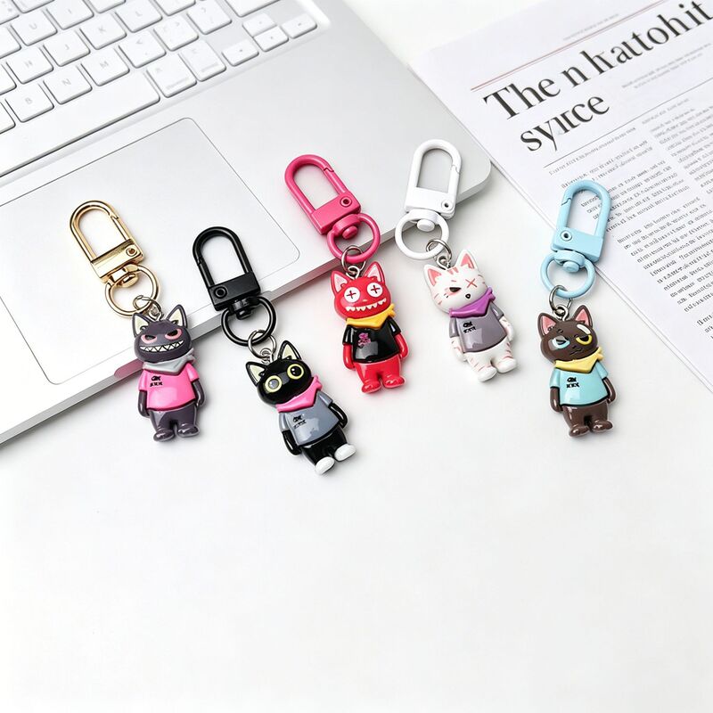 Trendy Street-Style Quirky Cat Keychain, Funny Cartoon Cat Pendant, Personalized Bag and Backpack Decoration, Versatile Accessory
