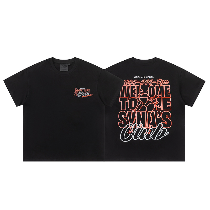 高品質SYnaWorldヒップホップフォームプリント半袖カジュアルルーズTシャツハイストリートショーツSyna Word
