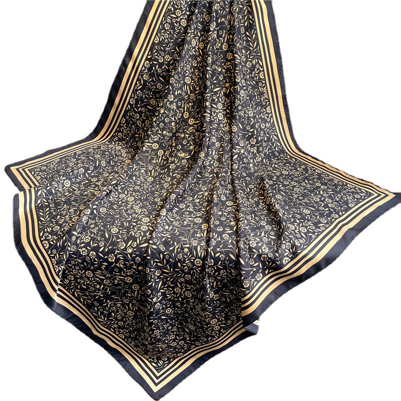 2022 Summer New Shawl Sunscreen Headband Printing Korean Versatile Scarf Twill Silk Square Scarf 90cm Women_voghion.com