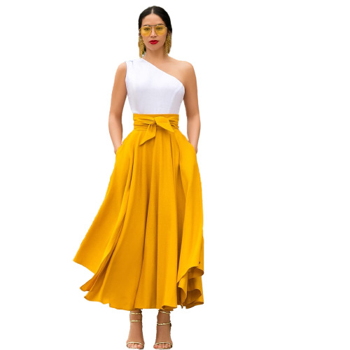 Summer Casual Vintage Style Solid Color Polyester Maxi Long Dress Skirts display picture 2