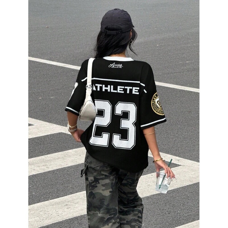 2026 American Retro Style No. 23 Mesh Short-Sleeve Jersey Street Style Loose Sports T-Shirt Trendy Brand Top