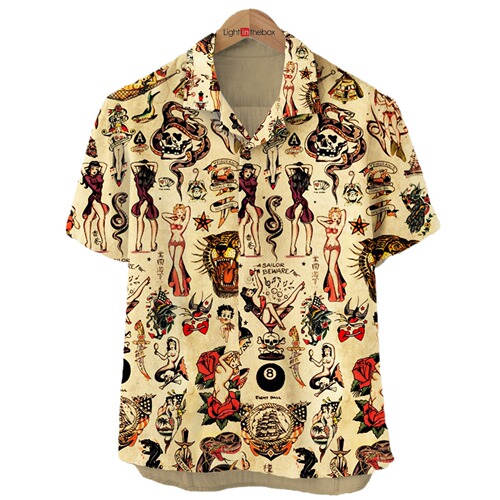 Cross-border European and American Amazon 3D printed men's shirt set 2024 summer new casual loose-fitting shirt