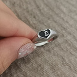 韩版黑色爱心戒指滴油宽素戒钛钢戒指不掉色镀金不锈钢ins