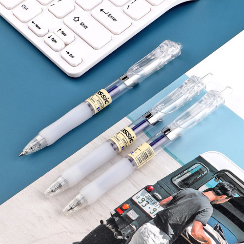 Baoke press gel pen f35 transparent rod student examination carbon pen 0.5mm press type office accounting water pen